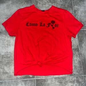 Vibe N' Red Black Embroidered Latina Soft Crop Top Sz XS